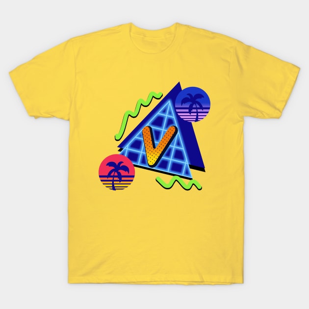 Initial Letter V - 80s Synth T-Shirt by VixenwithStripes